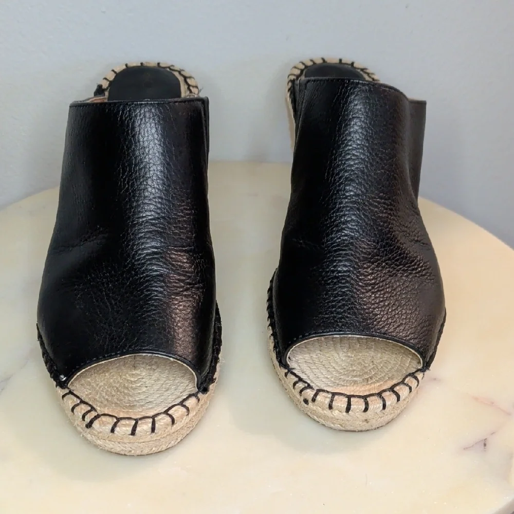 Leather Mules - Espadrille Wedge Slide - BCBGeneration 